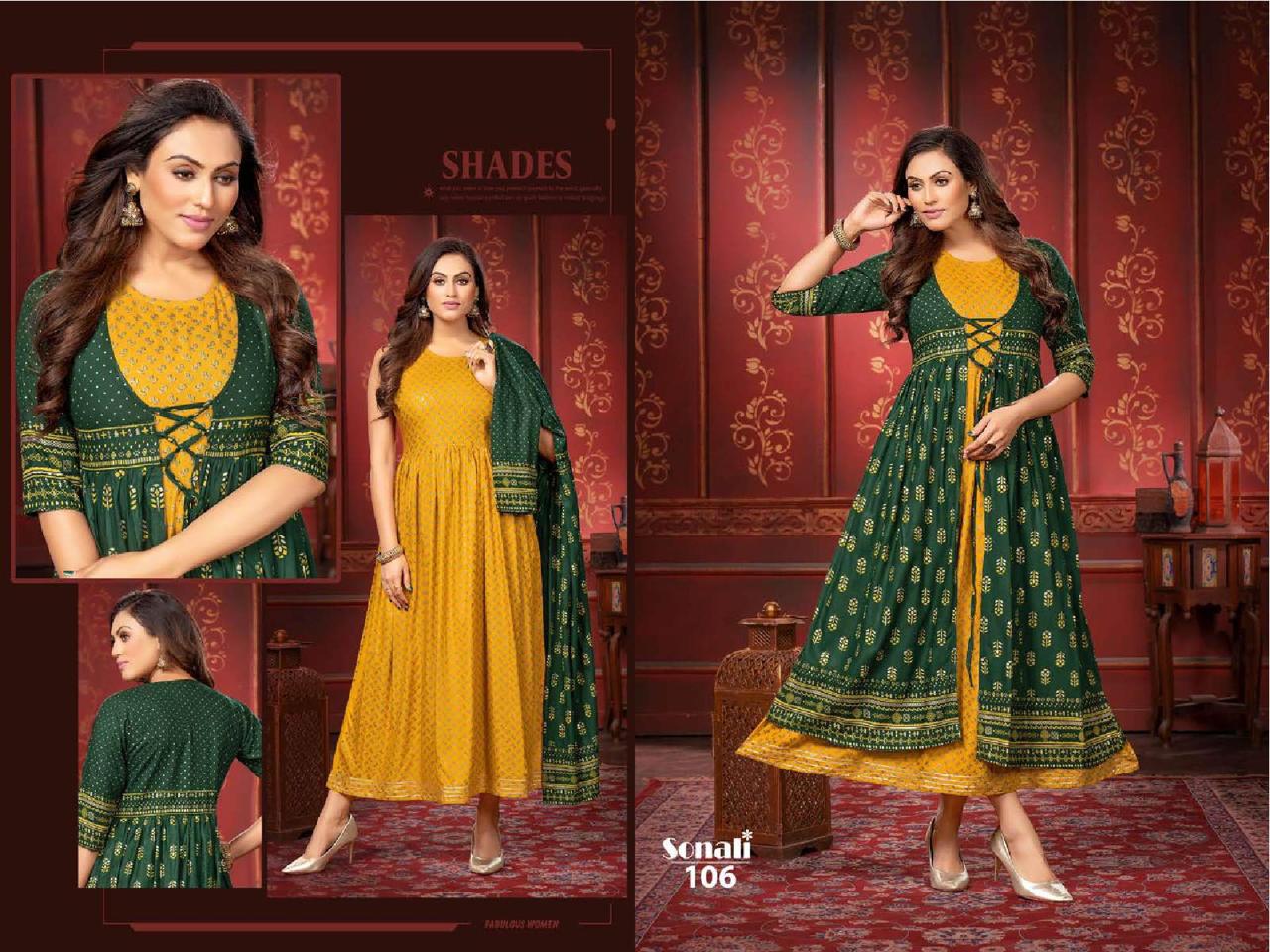 Golden Sonali 3 Ethnic Wear Wholesale Anarkali Kurti Collection 